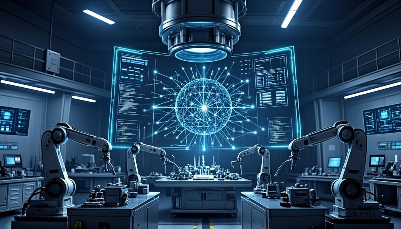 Futuristic AI laboratory environment
